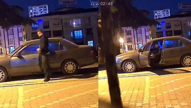 Park Halindeki Otomobili Saniyeler İçinde Çaldı: Güvenlik Kamerası Her Şeyi Kaydetti